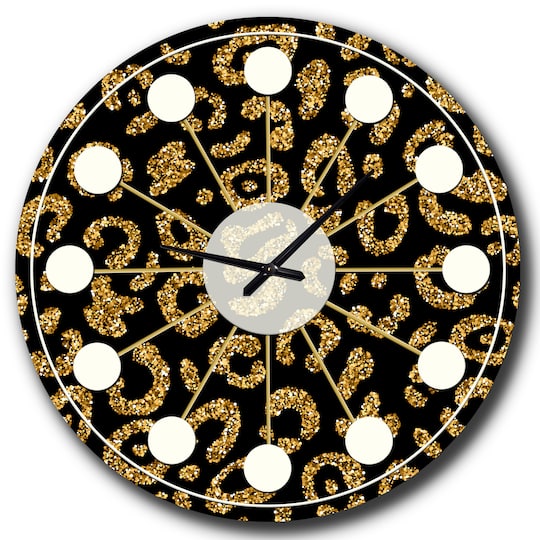 Designart 'Golden Leopard Fur Mid-Century Modern Wall Clock